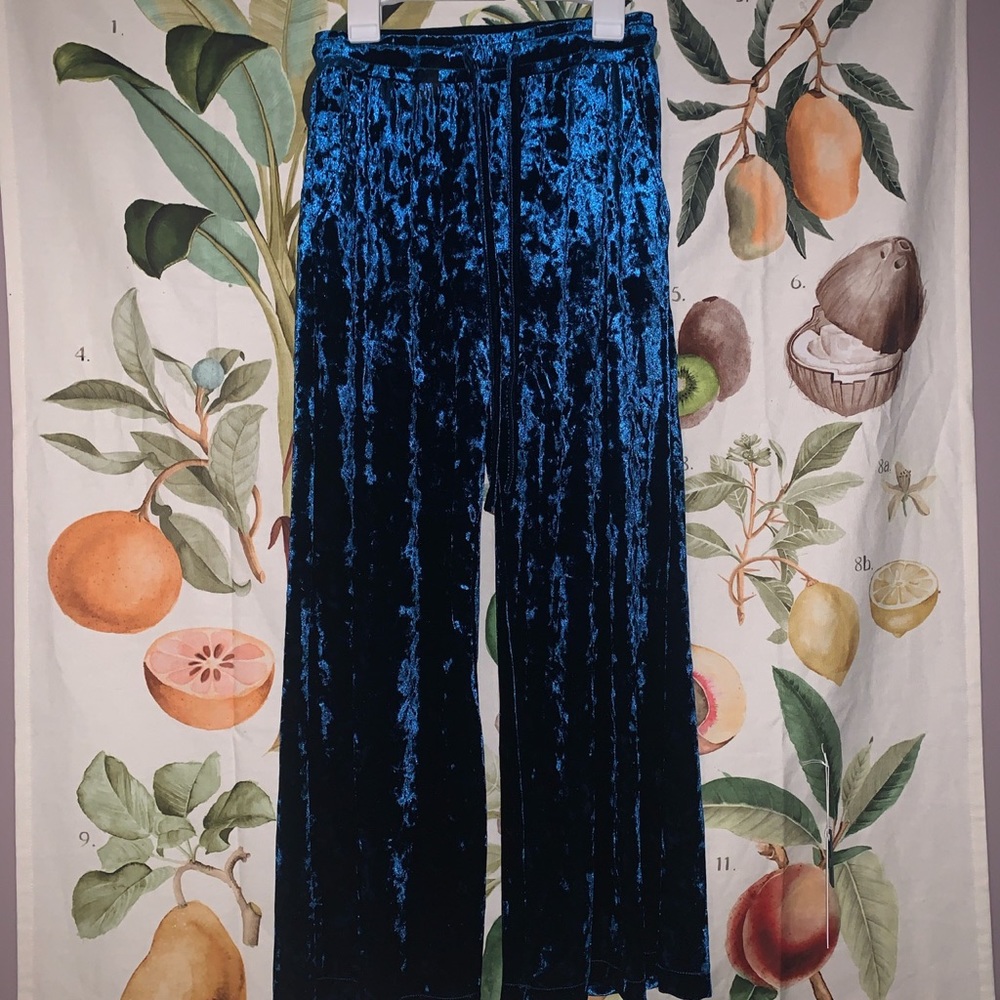 Urban Outfitters green velvet flowy pants